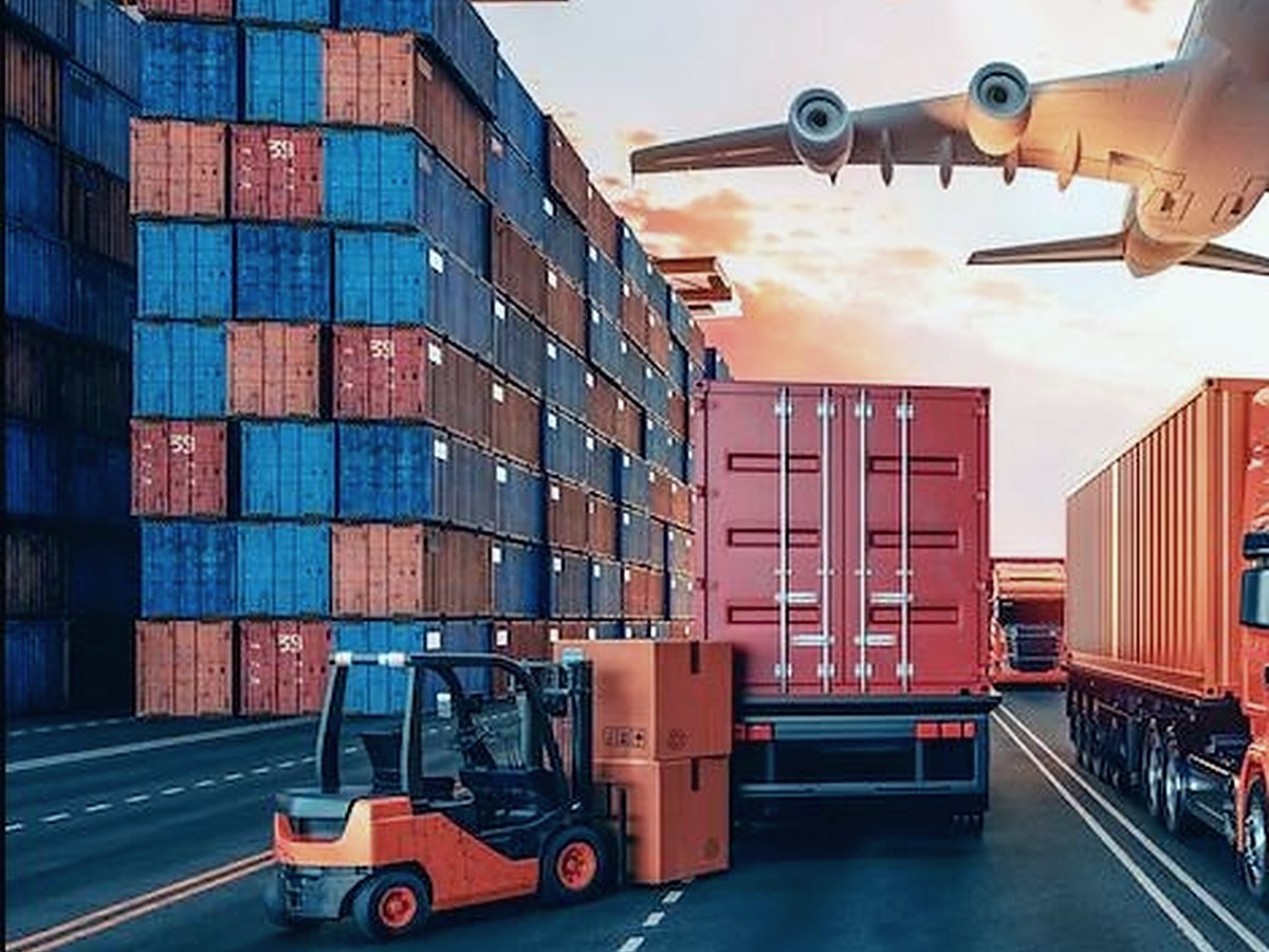 Port cranes handling cargo
